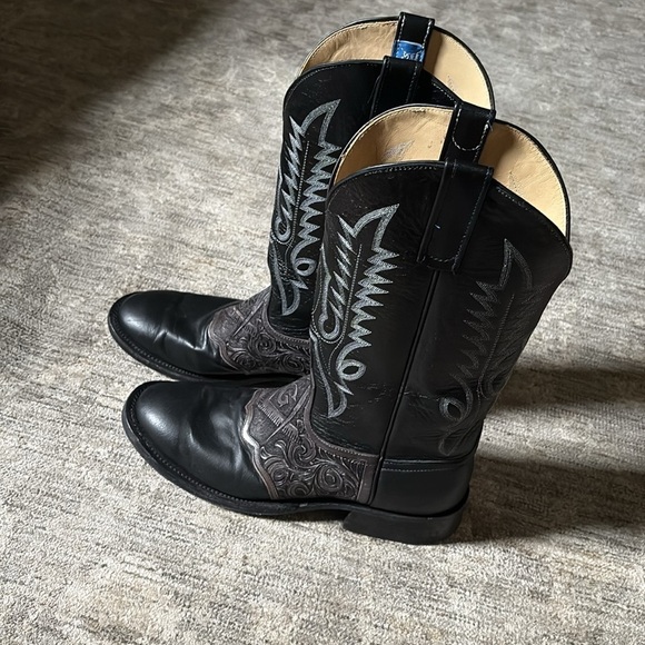 Teskey’s Black Western Embroidered mens cowboy Boots size 11.5 - made in USA - Picture 4 of 12
